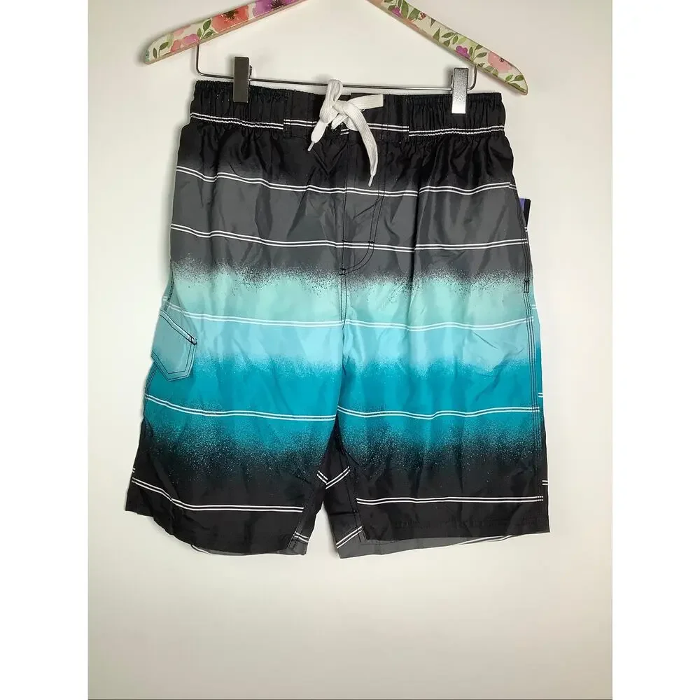 Kanu Surf Men's Medium Black/Aqua Stripped Apollo 9